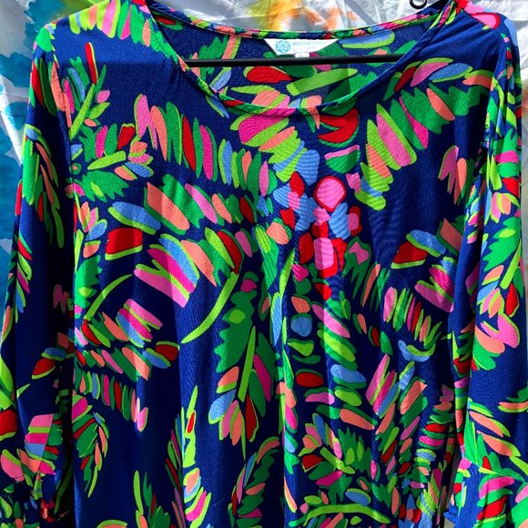 SOLD! Escapada Living Susan Dress, Emerald Jungle, Large - Picture 3 of 7